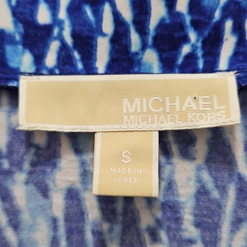 Michael Kors V-neck Long Sleeve Blouse Size Small Women's Blue Oversized Career - Picture 4 of 7